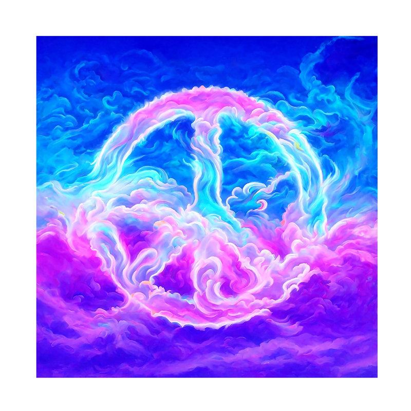 Art mural sur toile tendue, "Peace", art mural pour salon, chambre à coucher ou bureau - 24 x 24