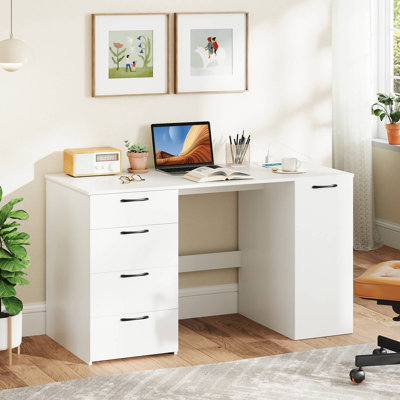 Bureau d'ordinateur 53 po avec prises de courant grand bureau de direction avec 4 tiroirs de rangement