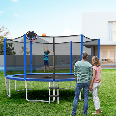 Topbuy Round Backyard Trampoline with Safety Enclosure