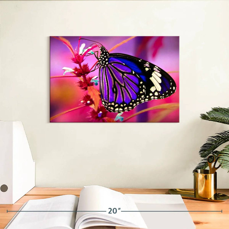 Brampt magnifique papillon mauve, H 8 po x l 12 po