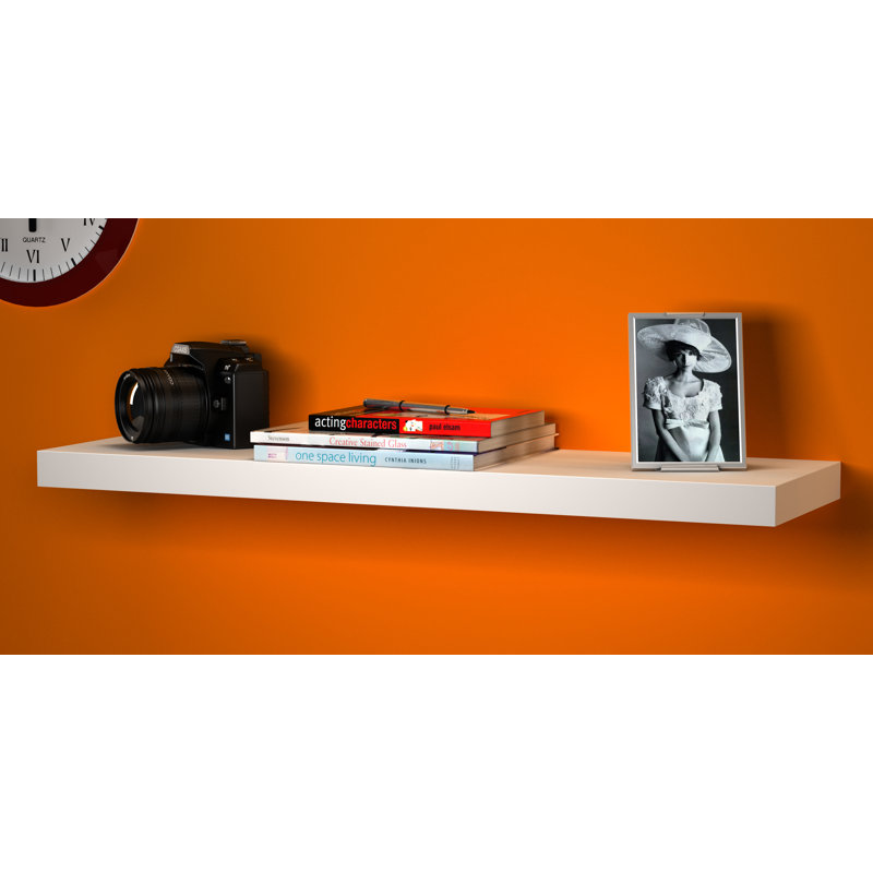 3 Piece Floating Shelf, White, 4cm H x 90cm W x 23.5cm D