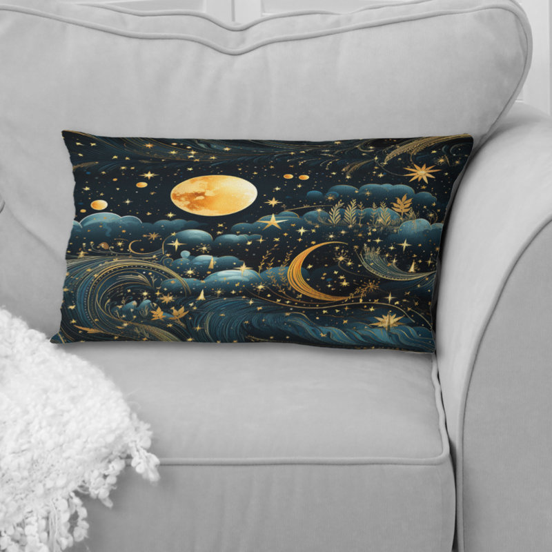 Blue Celestial Boho Pattern - Throw PillowAbstract Coral Reef Multicolor Azure - Throw Pillow
