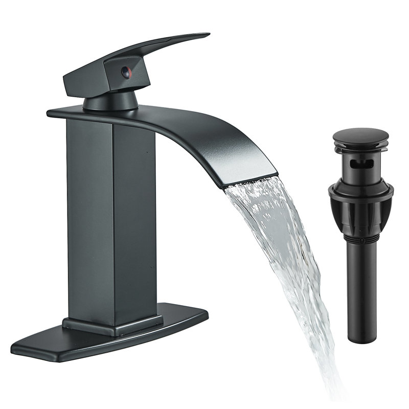 Single-Hole Single-handle Bathroom Faucet with Drain Assembly, Matte Black