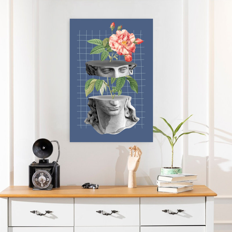 «Beauty In Things Broken Abstract Contemporary Rose Flower Landscape», art mural, H 24 po x l 16 po