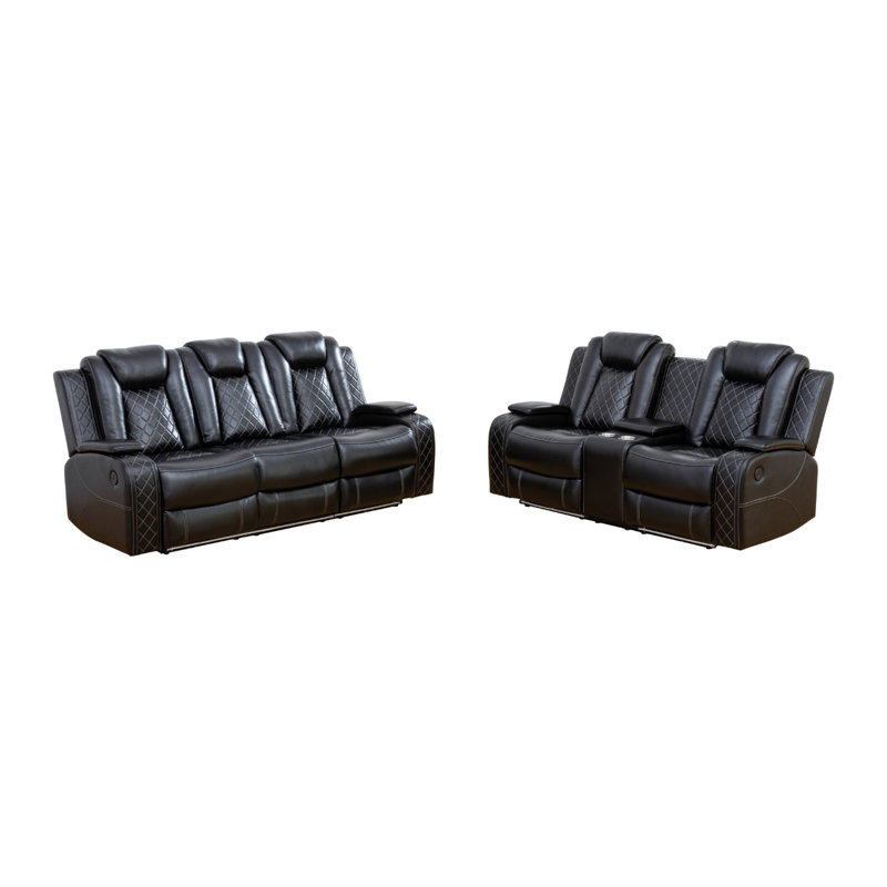 Ensemble de salon inclinable en similicuir 3 pièces Cutino