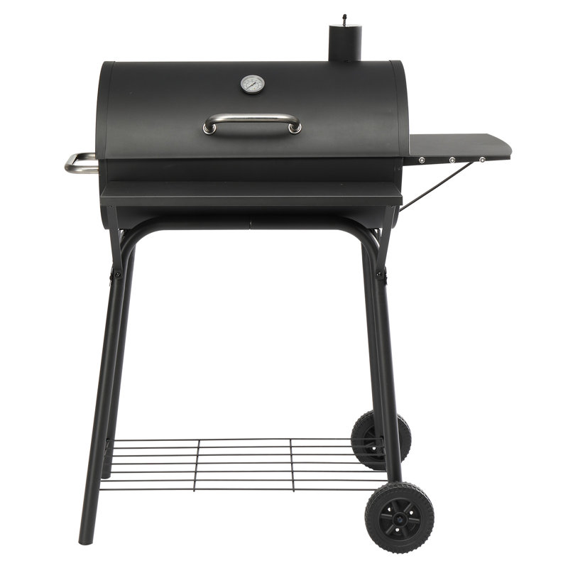 Barbecue au charbon de baril extérieur de 39,4 po, barbecue avec zone de cuisson avec roulettes de rangement pour la cuisine de jardin