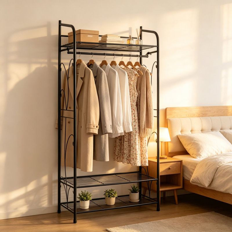 Portemanteaux en métal avec étagère à chaussures
