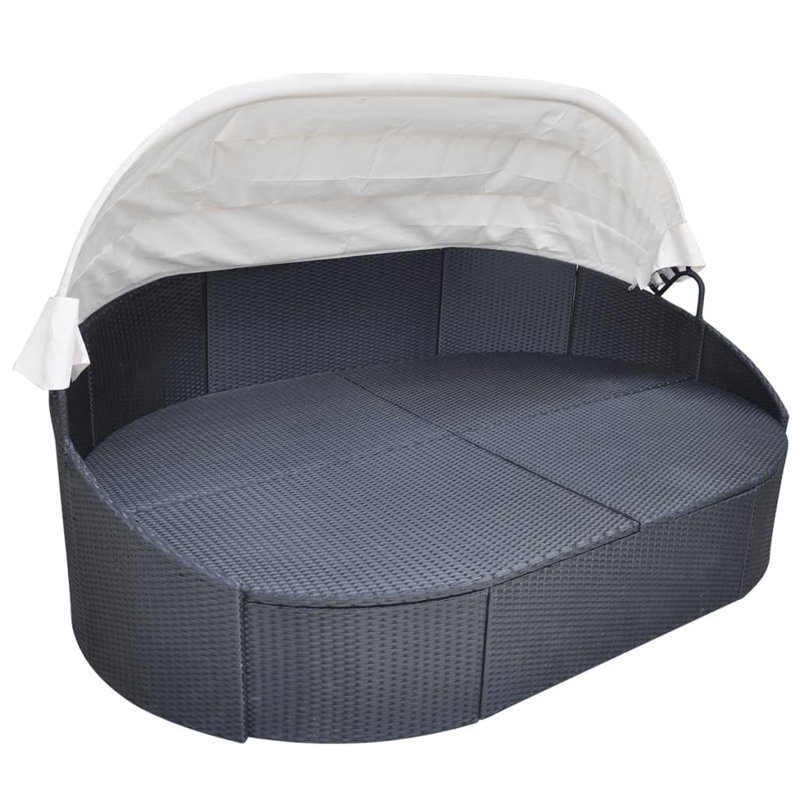 Iggy 78.7" Wide Rectangle Patio Daybed with Cushions, Black