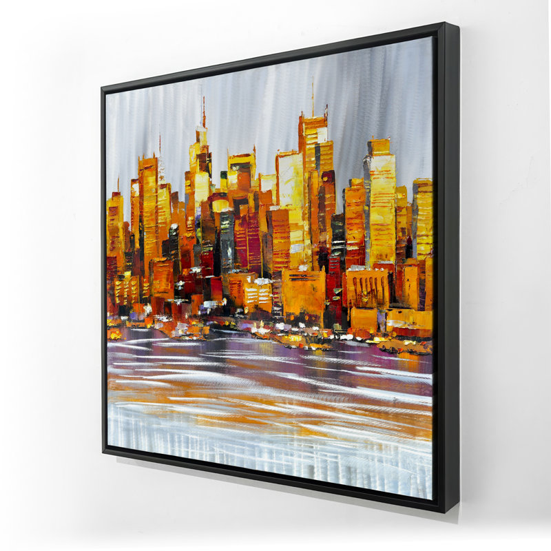 Orange buildings - Framed canvas for stylish bedroom decor