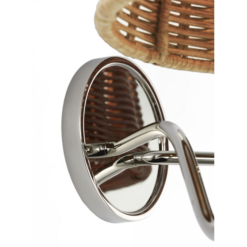 Lyndsie 11" Double Sconce with Natural Wicker Shades, Polished Nickel