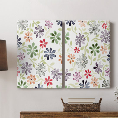 Fleurs fanées I - Toile tendue avec châssis de qualité supérieure - Prêt à accrocher