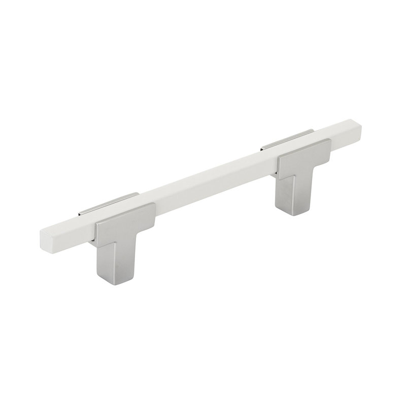 Poignée barre Urbanite, Chrome poli/blanc, 3 3/4"