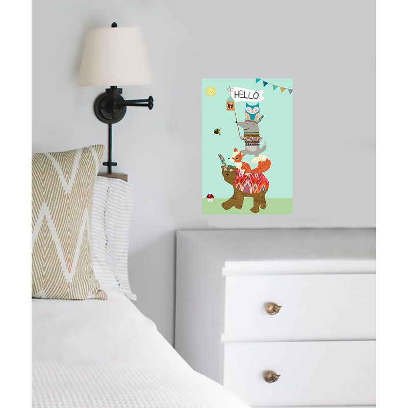 Art sur toile, "Caelo Hello Forest Animal Friends", H 12 po x l 8 po