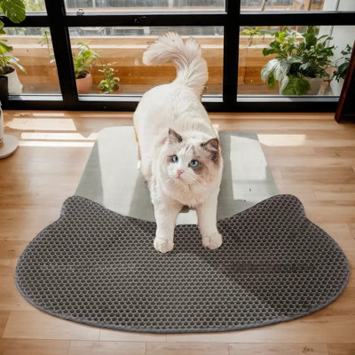 Waterproof Kitty Litter Trapping Mat,Cat-Head Cat Litter Mat，Double-Layer Litter Trapping Mat, Easy to Clean
