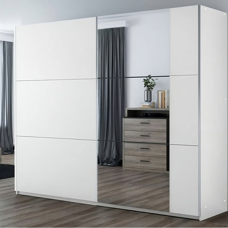Manufactured Wood Wardrobe, White, 215xm H x 200cm W x 65cm D