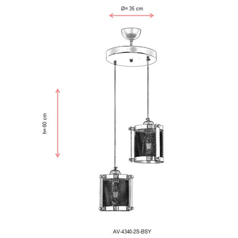 Luminaire suspendu cylindrique à 2 lumières