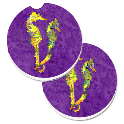 Ceramic Round 2 Piece Car Coaster Set