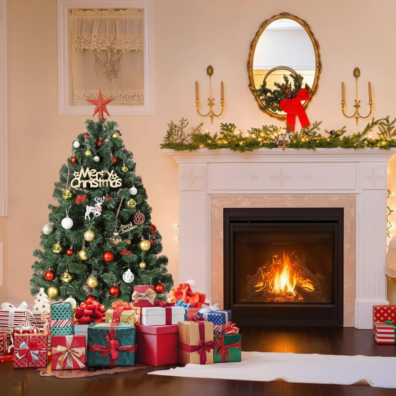 Arbre de Noël à charnière épinette pliable, H 6 pi