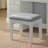 Contemporary Style 1Pc Vanity W/ Stool Set Glass Top Storage Drawers Central Mirror W/ Bulbs USB And Power Outlet White And Gray Finish