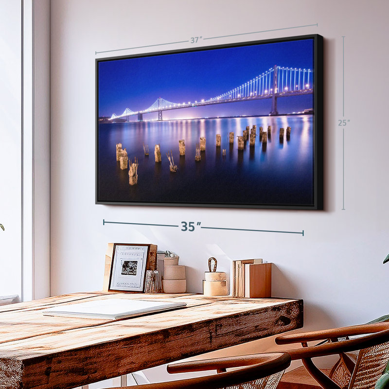 Impression sur toile SF Glowing Bay Bridge, H 25 po x l 37 po