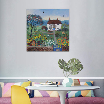 «Apple Tree Cottage» par Jo Grundy - reproduction d'art sur cadre flottant