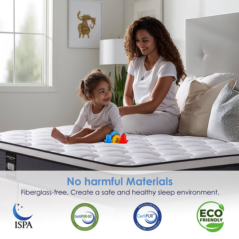 Matelas hybride en mousse à mémoire de forme 12 po Meith, certifié OEKO-TEX®, 12", Lit simple