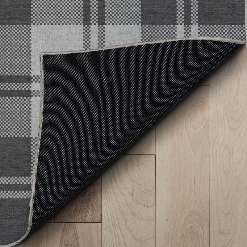 Tapis gris foncé à tissage plat Kehr, Rectangle 3 pi 3 po x 5 pi