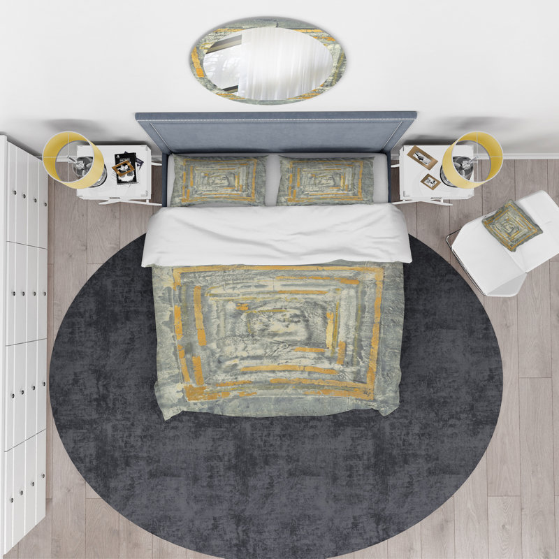 Tapisserie Gold Glam on Grey II - ensemble de housse de couette transitionnel - microfibre de polyester