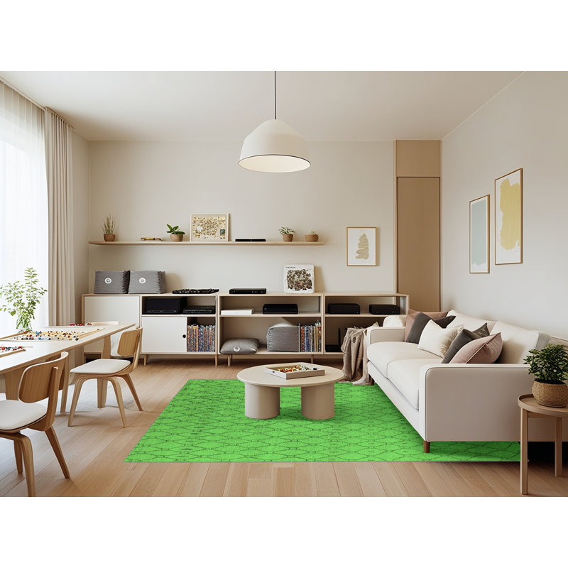 Washable Geometric Indoor Rug, Rectangle 7' x 9'