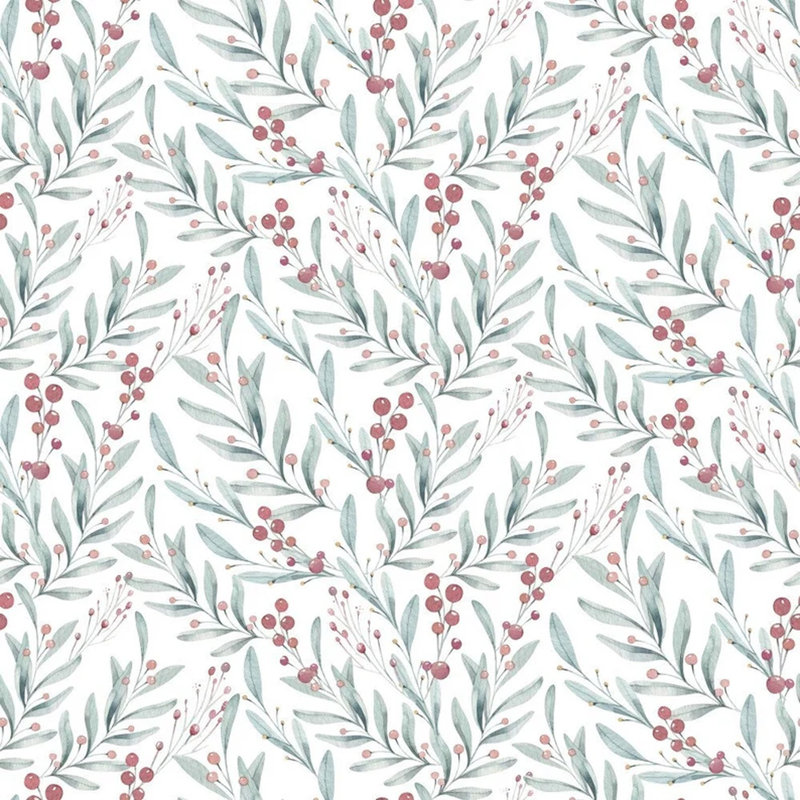 Brise botanique avec des accents de baies, L 118 po x l 236 po