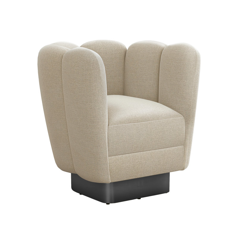 Fauteuil demi-tonneau pivotant de 31 po Gallery, Perle 100% polyester, Bronze industriel