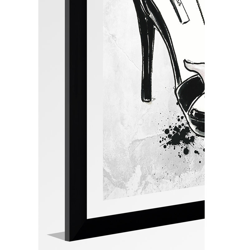 « fumer chaussure prada », impression grise, H 39,5 po x l 27,5 po x P 0,75 po, Acrylique avec cadre noir