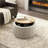 Ottoman 2-in-1 Round Storage End Table/Footstool, 25.5"x25.5"x14.5", Light Grey | MDF-2008140040