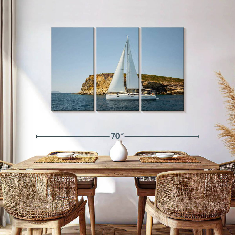 Mehar White Sailboat, 36" H x 57" W