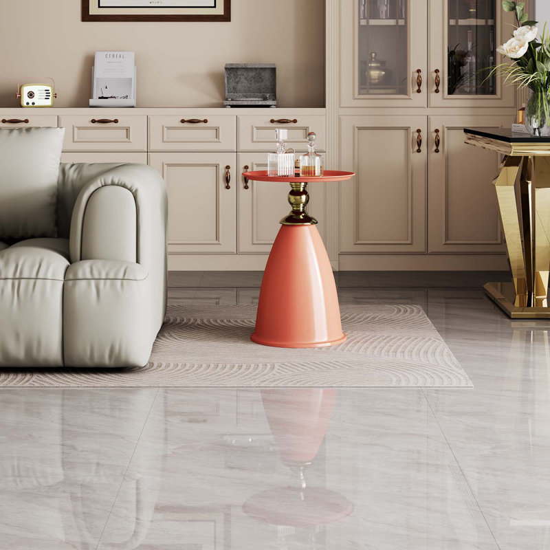 Table de bout en fer Luxury Design, table d'appoint ronde minimaliste pour petits espaces, Rouge
