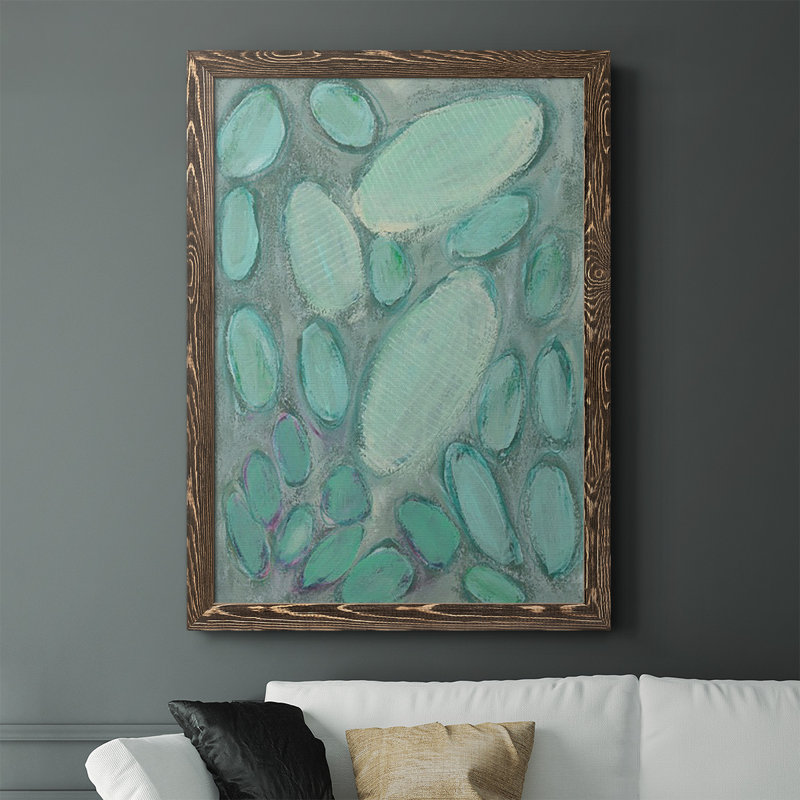 Duritsa Blue Orbs II Framed On Canvas Print, Walnut, 43.5" H x 31.5" W x 1" D
