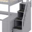 Lit mezzanine avec bureau intégré en forme de L et tablettes de rangement à trois niveaux, et escalier de rangement attaché-1728796594