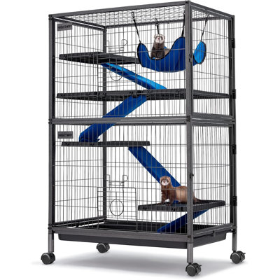 Cage à roulettes en métal 50 po H 5 étages avec hamac noir