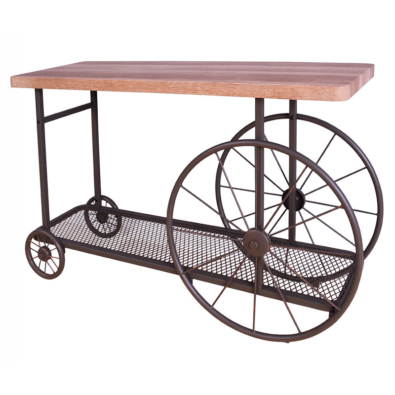 Kendig Industrial 48''L Rectangular Sofa Table in Oak & Antique Gray