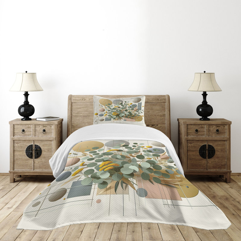Polyester Floral Coverlet, Twin Coverlet / Bedspread + 1 Standard Sham