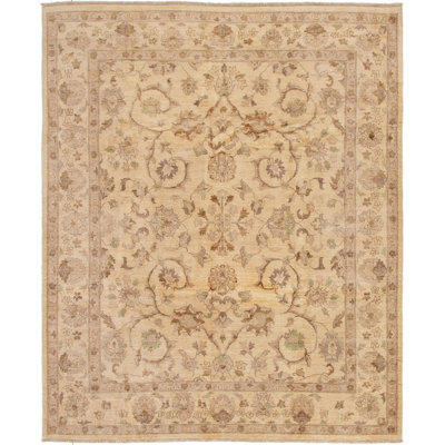 Tapis de surface en laine 8 pi 2 po x 9 pi 9 po à la main one-of-kind-noué la 2010 chobi crème Hursey