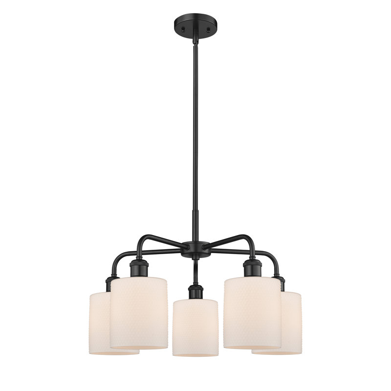 Lustre tambour 5 lumières en acier à intensité variable Dublin, Noir mat