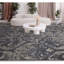 Hand Knotted Damask Area Rug in Gray-1473819285