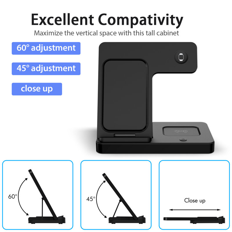 Station de charge sans fil: support de chargeur 3 en 1 compatible avec plusieurs appareils - Apple Ipo 17 Air 16 15 14 Pro Max 13 12 11 - Watch 10 9 8 7 6 5 4 3 2 SE et Ultra Series - Airpods 4 3 2 Pro