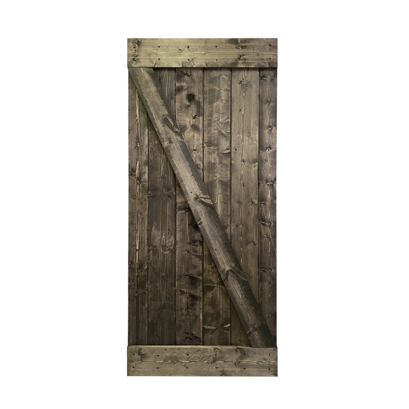 Porte de grange en bois lambrissé, 30 po x 84 po, Espresso