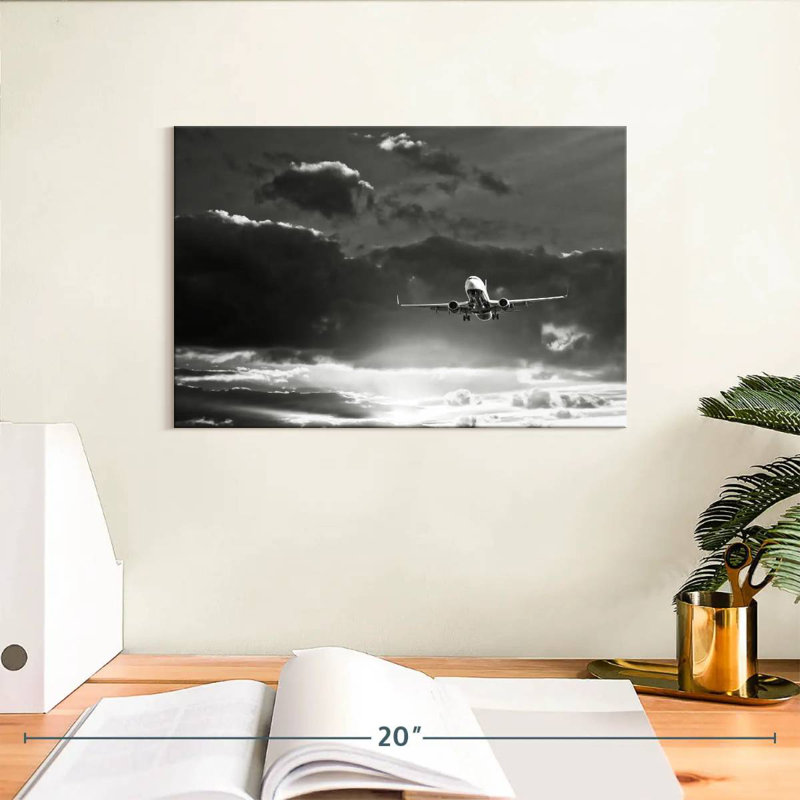 Mehar Monochrome Sunset Airplane, 8" H x 12" W