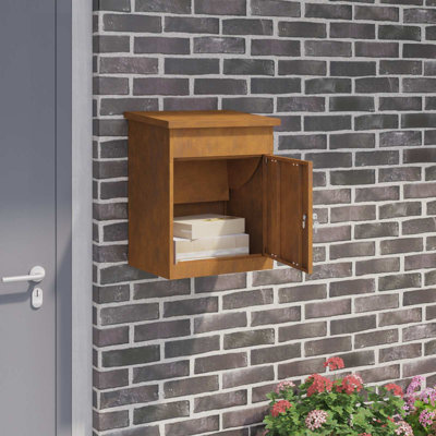 vidaXL Parcel Drop Box Rusty 47.5 x 38 x 59 cm Weathering Steel