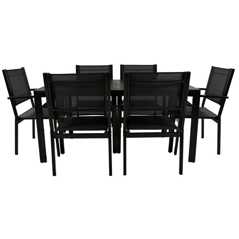 Ensemble de table et chaises d'extérieur U-Style, Noir