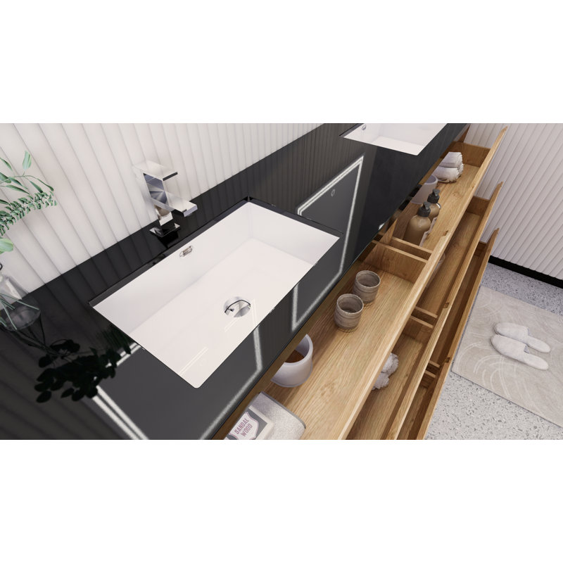Ensemble de meuble-lavabo double 84 po Santrice Royal, Chêne de la Nouvelle-Angleterre