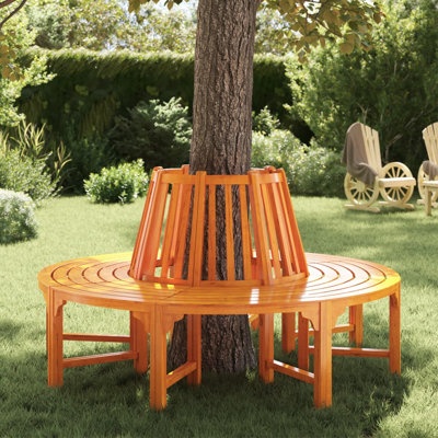 406.4 cm W Manufactured Wood Tree Bench